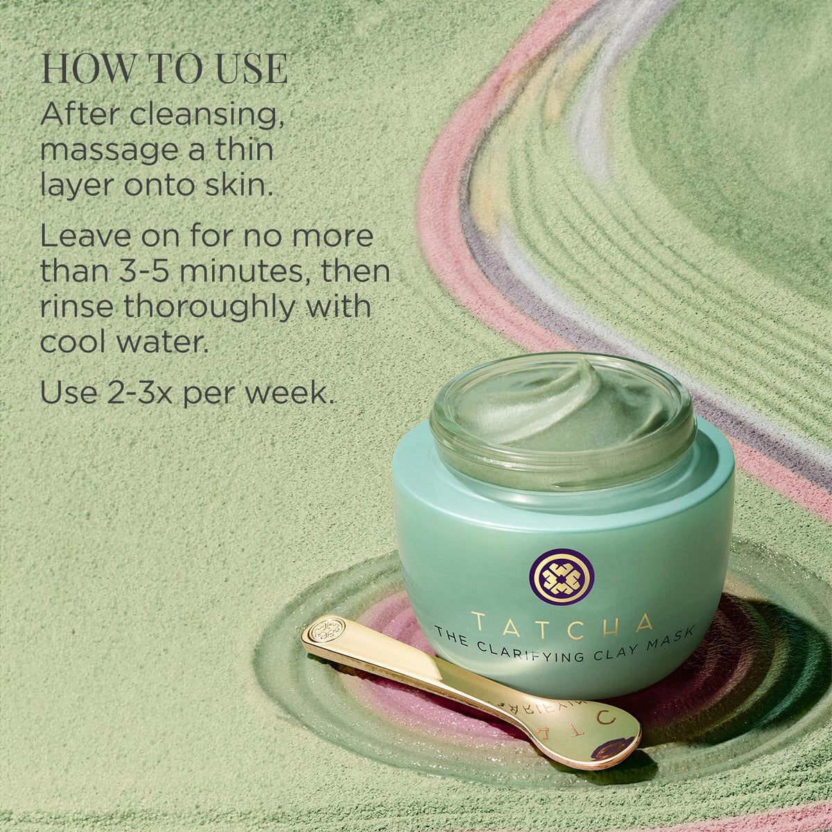 TATCHA Clarifying Clay Mask uses Okinawa kucha clay for smoother skin.