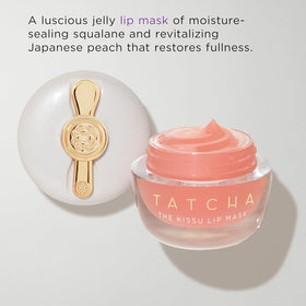 TATCHA Kissu Lip Mask application revealing glossy protective layer.
