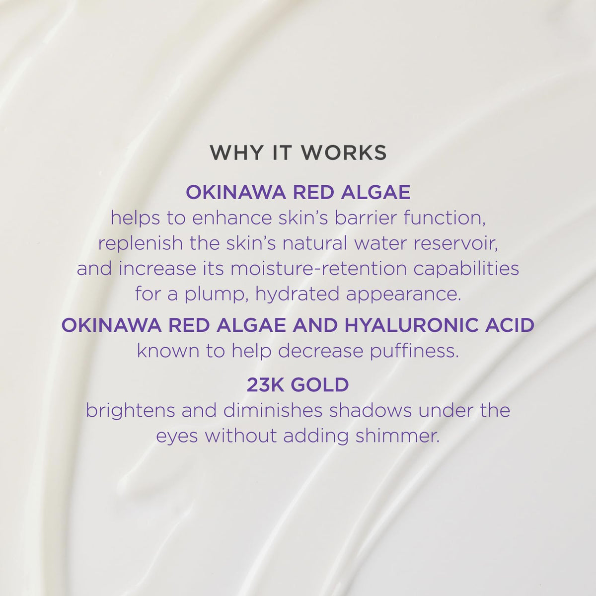 Tatcha eye serum featuring honeysuckle leaf for refreshing under-eye comfort.