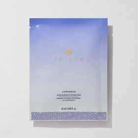 TATCHA Luminous Deep Hydration Mask close-up of coconut sheet delivering moisture boost