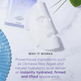 TATCHA packaging display suggesting instant hydration and luminous glow