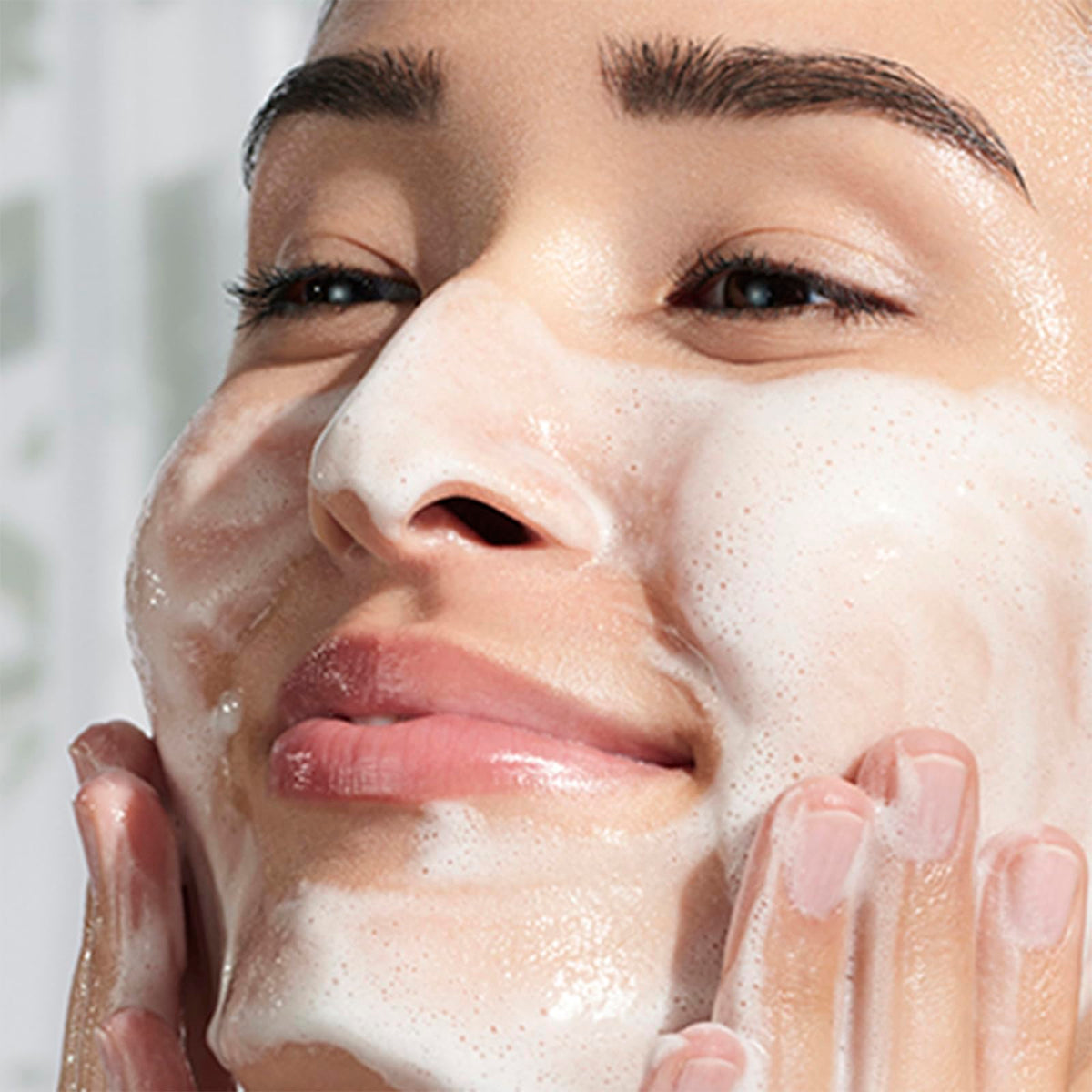 Tatcha Rice Polish Calming foam close-up, creamy texture for smooth skin.