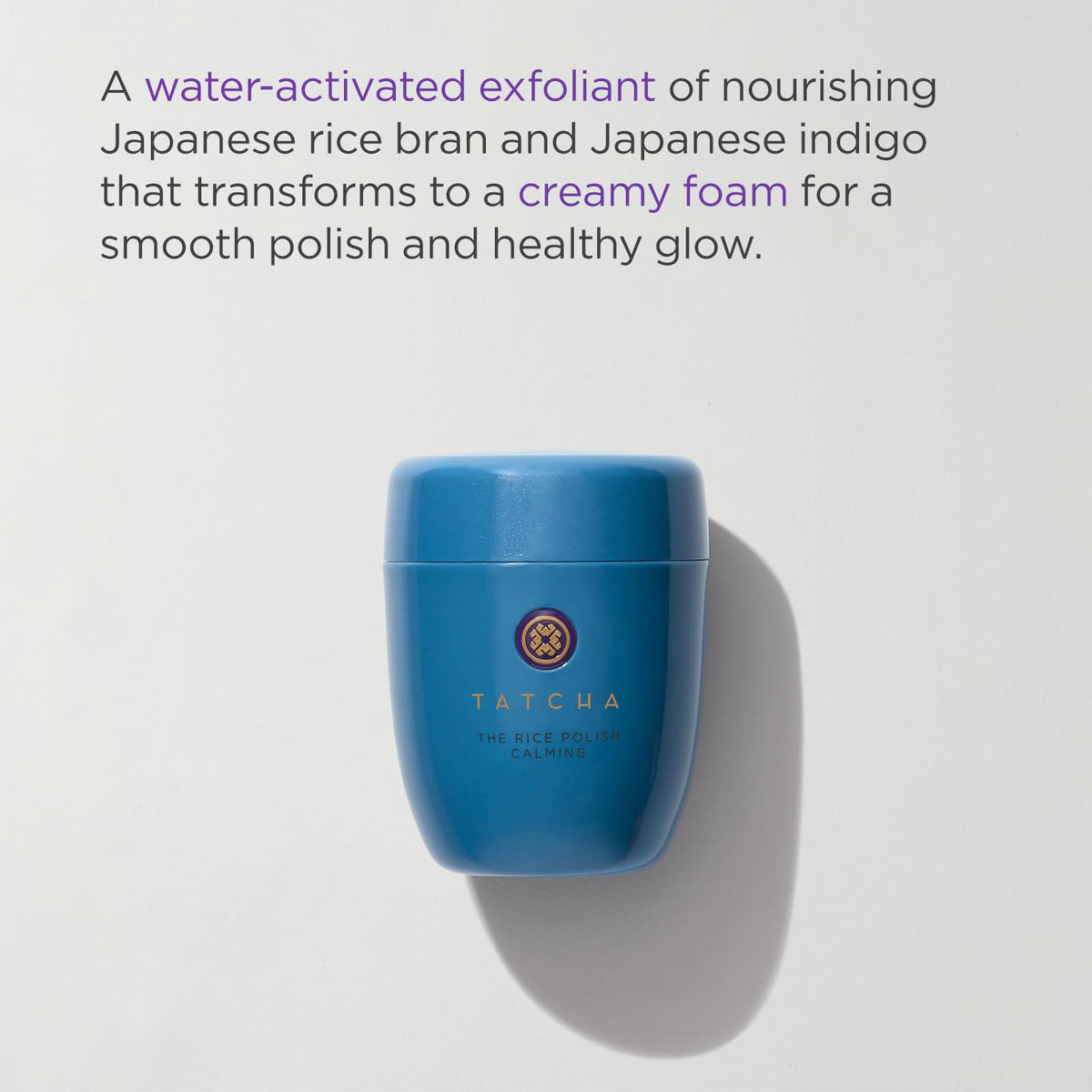 Tatcha Rice Polish Calming application on skin for non-abrasive cleansing.