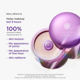 Tatcha Silk Powder applied on the face for a smooth, even look