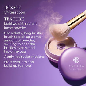 Tatcha Silk Powder packaging highlighting talc-free formula