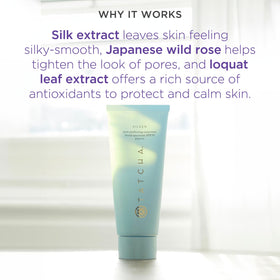 TATCHA texture close-up shows pore blur and silk finish.