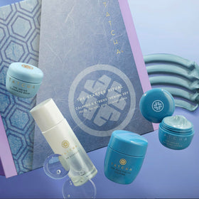 Boxed set displayed on a vanity for a comforting daily routine.