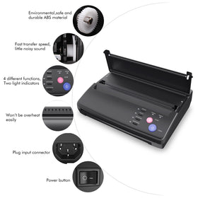 TATELF tattoo stencil machine side view, compact form for studio portability.