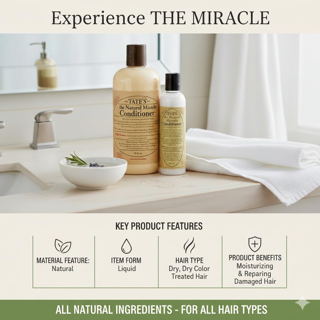 Tate's Natural Miracle Conditioner after-sun use calms and hydrates skin.