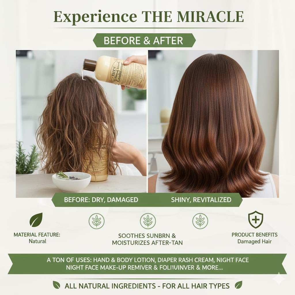 Tate's Natural Miracle Conditioner multi-use body lotion for skin care.