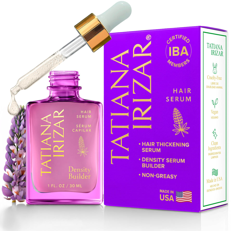 Tatiana Irizar Density Builder serum bottle for daily scalp care and nourishment.