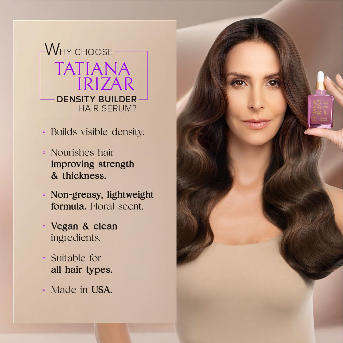 Tatiana Irizar Density Builder serum texture close-up showing lightweight formula.