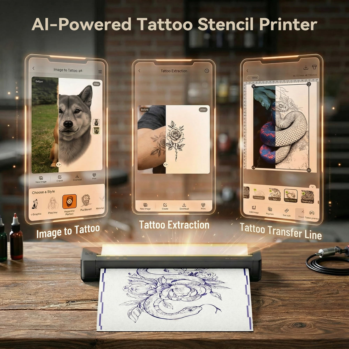 TATTMUSE A88U all-in-one app preview helps refine designs before printing.