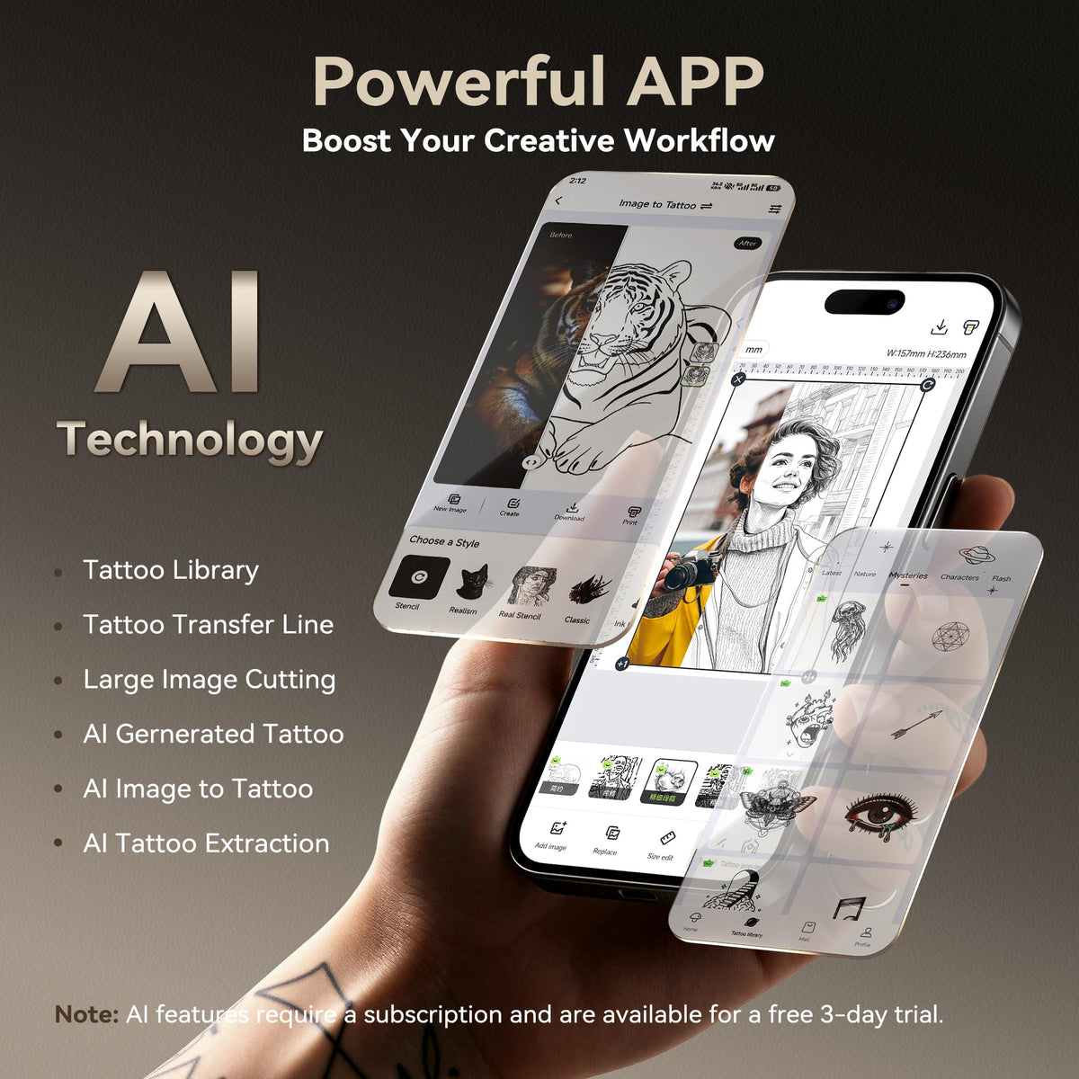 TATTMUSE A88U Bluetooth connection for quick design to stencil workflow.