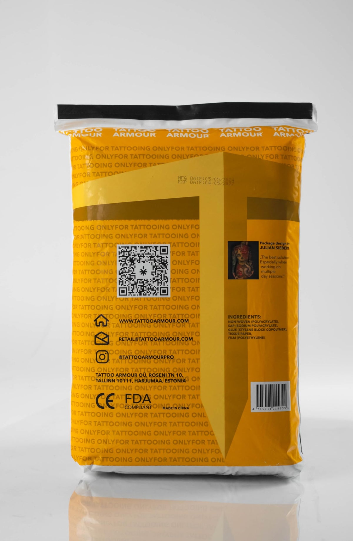 Tattoo Armour absorbs plasma to maintain a clean, healthy healing environment