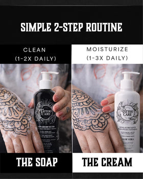 Tattoo Care cream texture close-up with nourishing ingredients