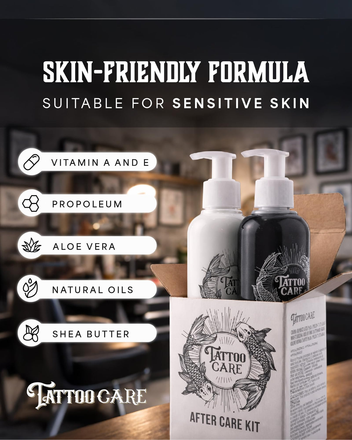 Tattoo Care natural oils shea butter ingredients close-up
