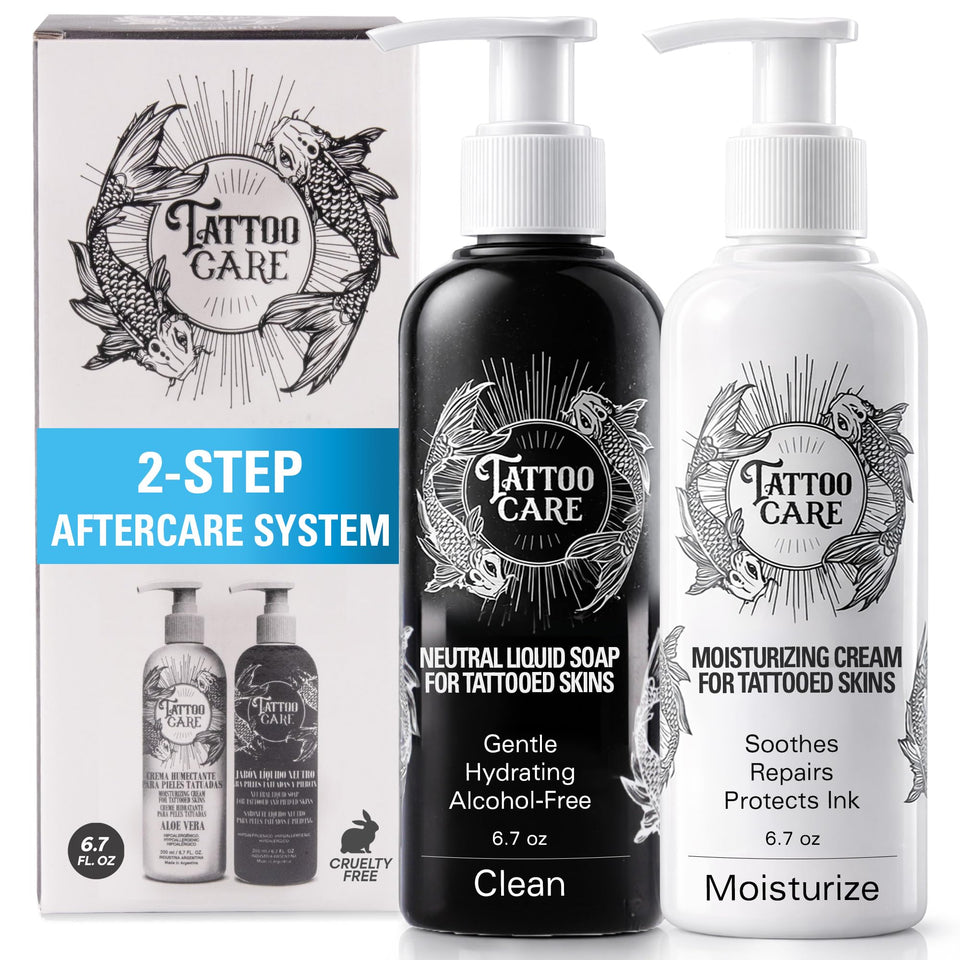 Tattoo Care Cream bottle close-up highlighting rich hydration for tattoos