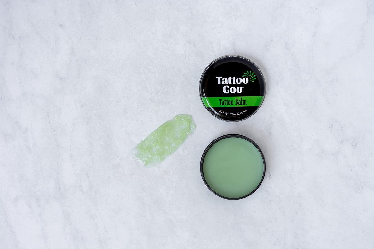 Tattoo Goo demonstrating color vibrancy protection for long-lasting ink.