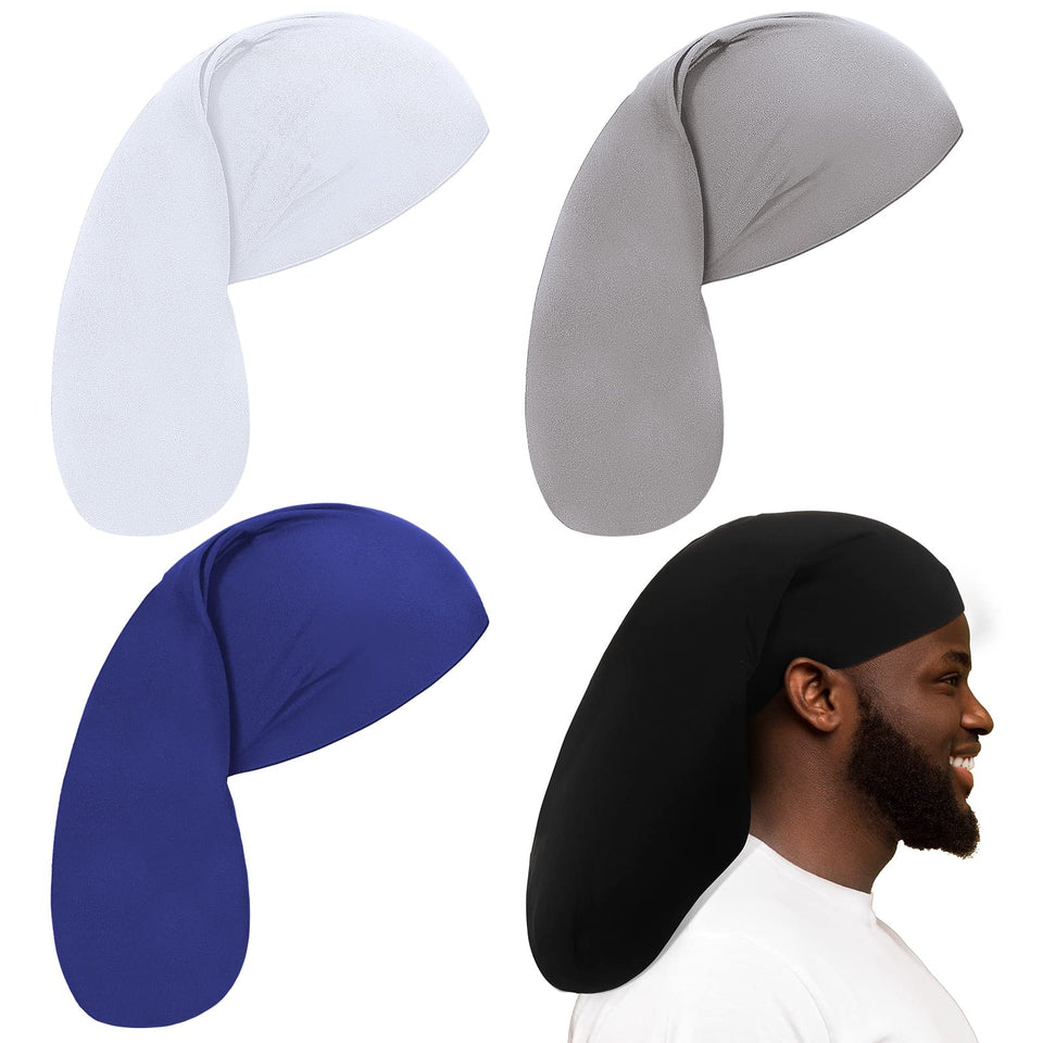 Tatuo dreadlock cap set in black, front view, snug sleep coverage.