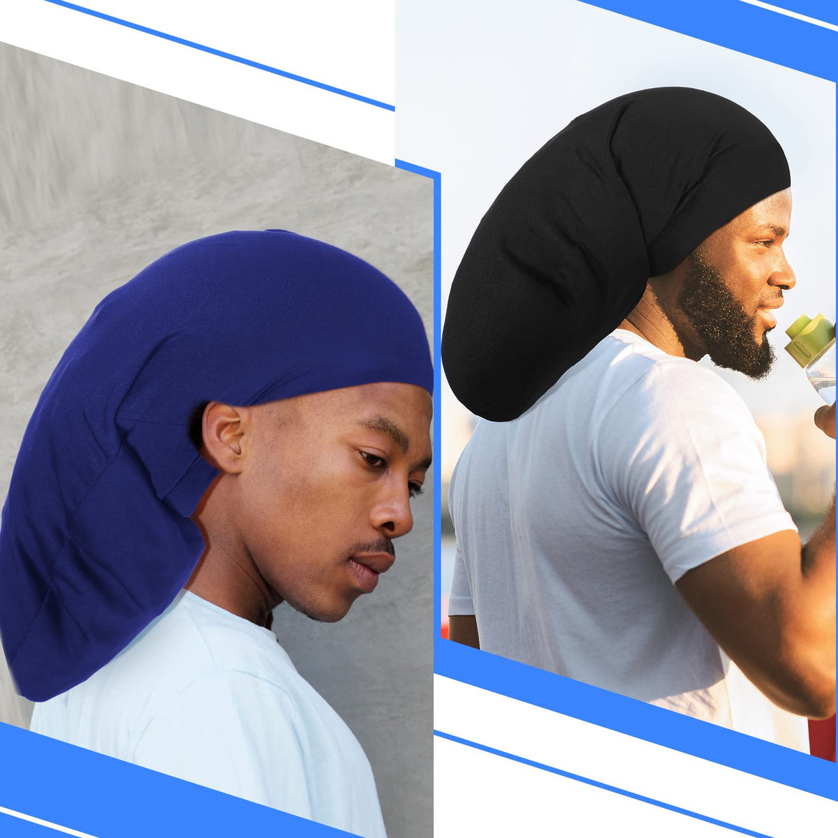 Tatuo dreadlock cap in royal blue, angled view, versatile for daily use.