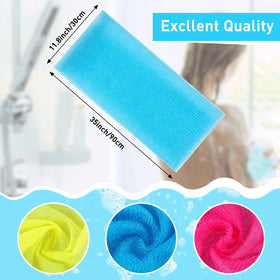 Tatuo long bath towel 36-inch length reaches back and hard-to-reach areas.