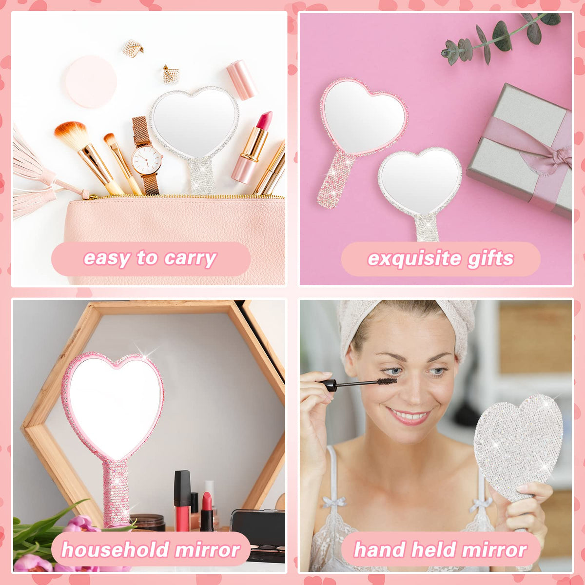Tatuo portable handheld mirror ideal for quick makeup checks on the go.
