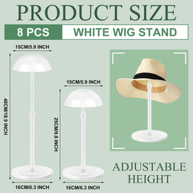 Tatuo adjustable-height wig stand showing range from 9.8 to 18.9 inches