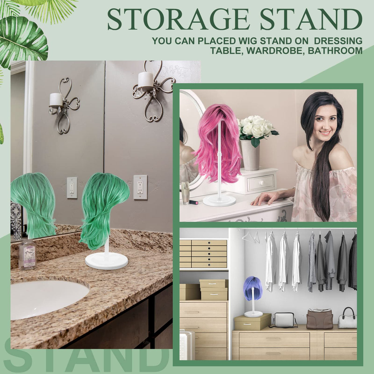 Tatuo wig stand with anti-slip dome to grip wigs securely