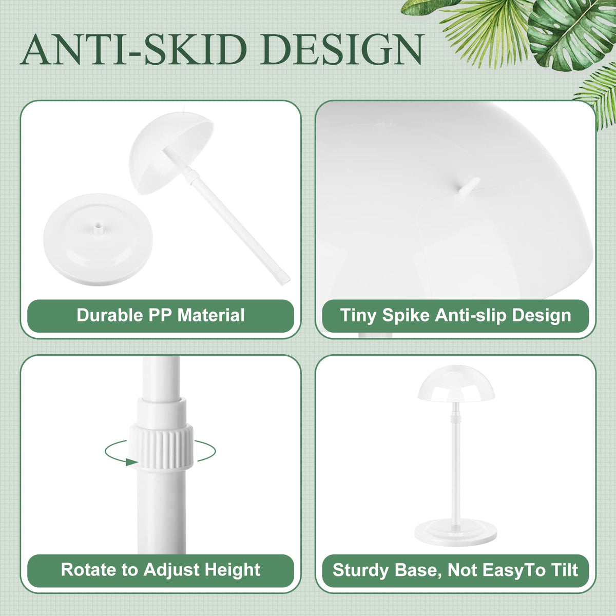 Tatuo wig stand with sturdy widened base for stable storage