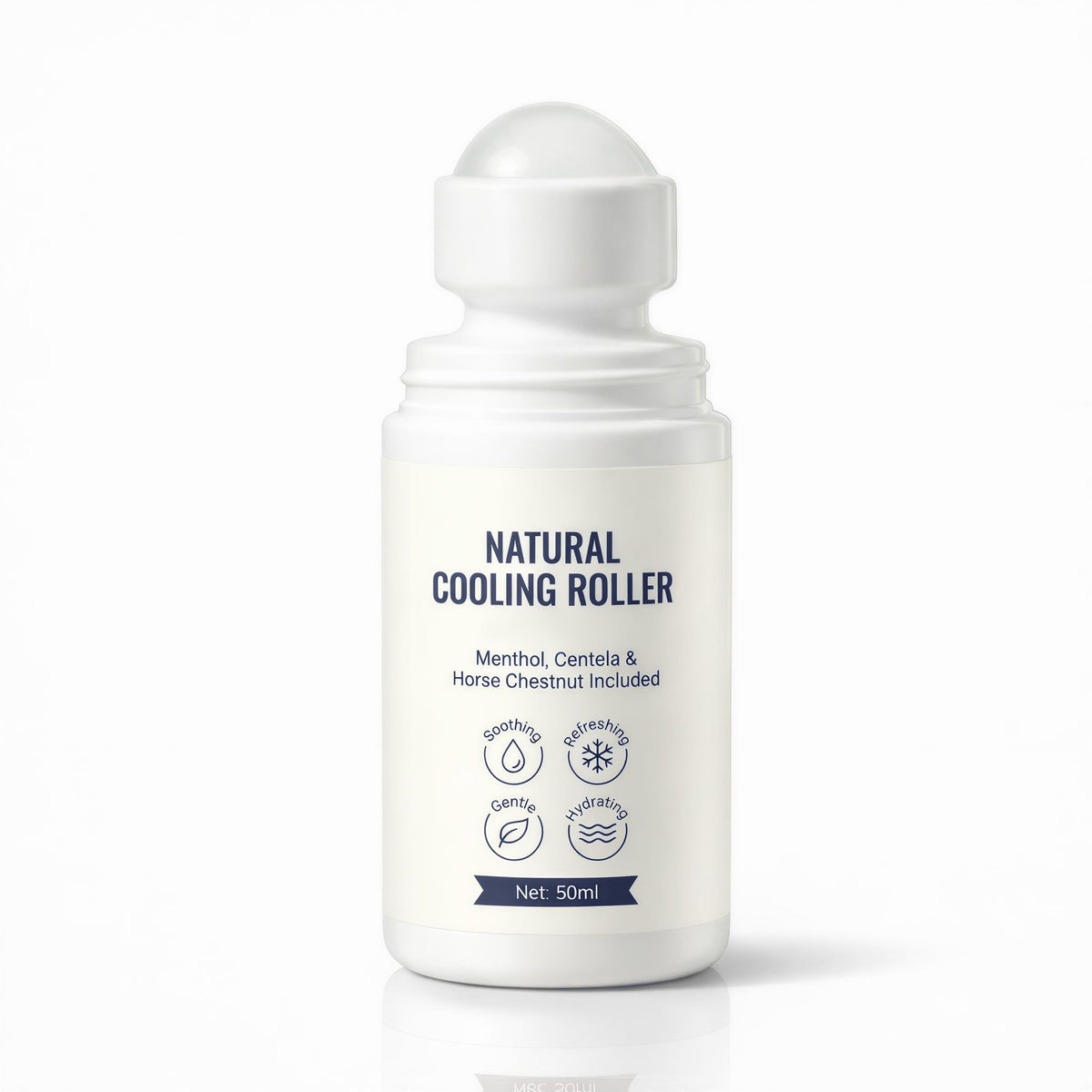 TAWODIUM natural cooling roller applied to leg for instant refreshment.