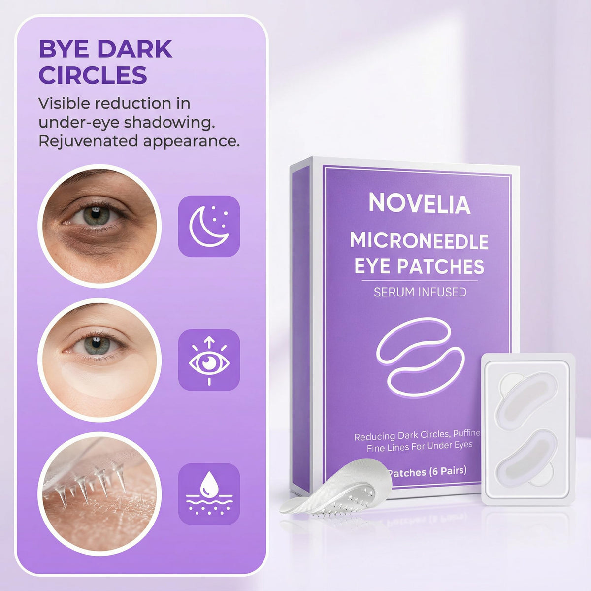 TAWODIUM Novelia eye patches close-up showing smooth hydrogel texture