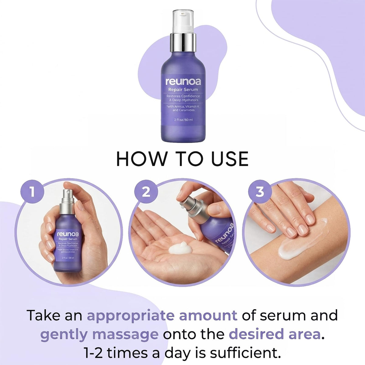 TAWODIUM Reunoa Repair Serum on a bathroom counter for daily care.
