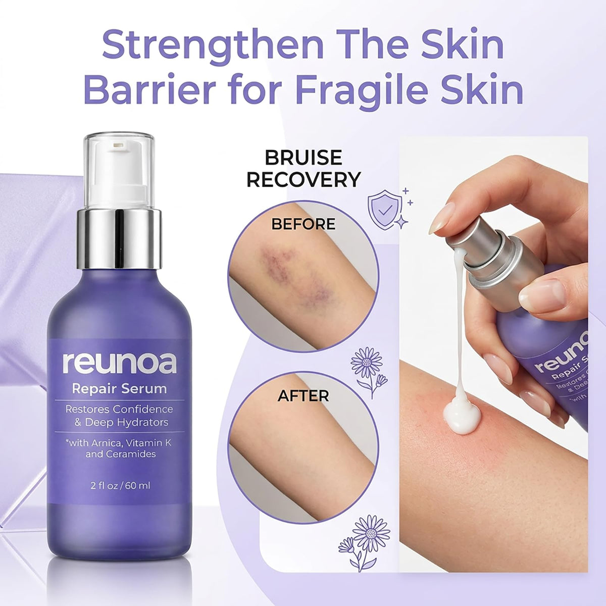 TAWODIUM Reunoa Repair Serum applied to skin for fast absorption.