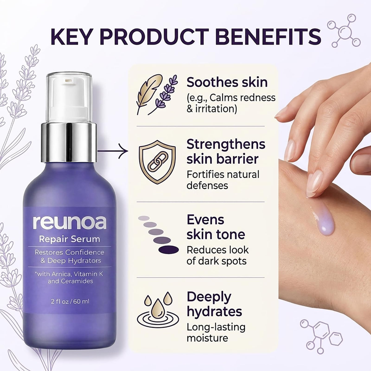TAWODIUM Reunoa Repair Serum pump in action releasing a small amount.