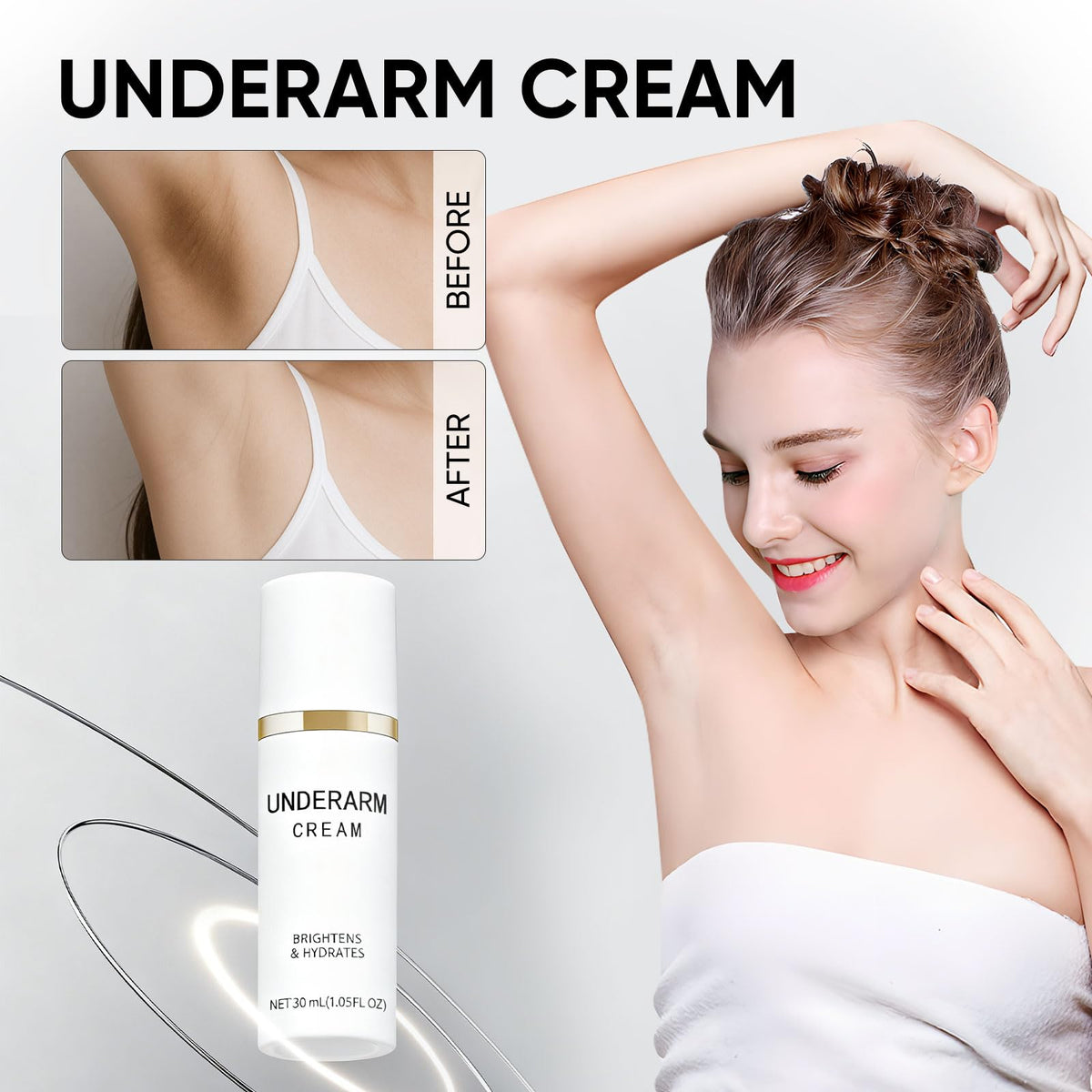 TAWODIUM Underarm Brightening Cream texture swatch highlights creamy, non-greasy feel.
