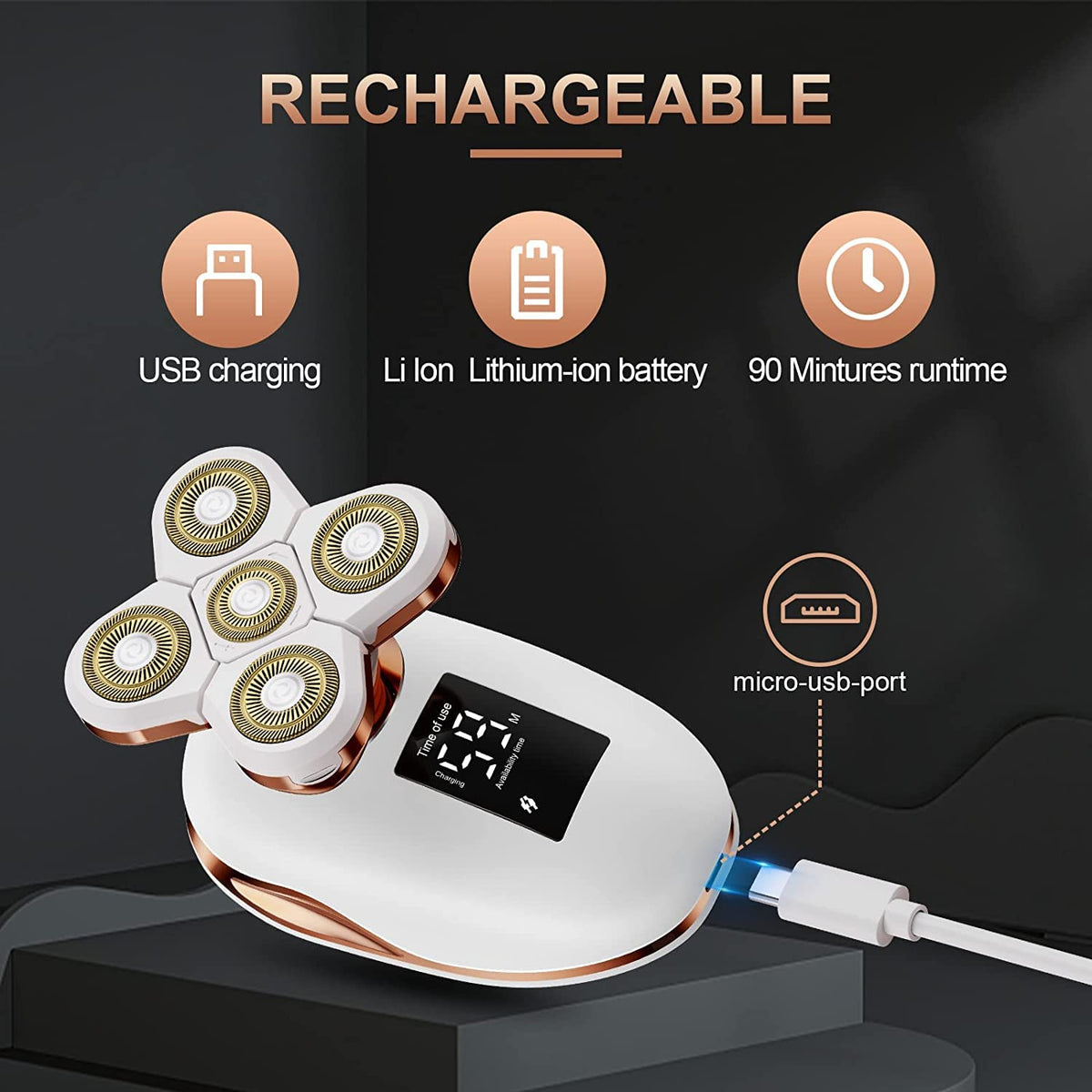 TAYAYO USB charging cable powering the Li-ion battery