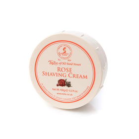 Taylor of Old Bond Street Rose Shaving Cream Jar label showing compact lather potential