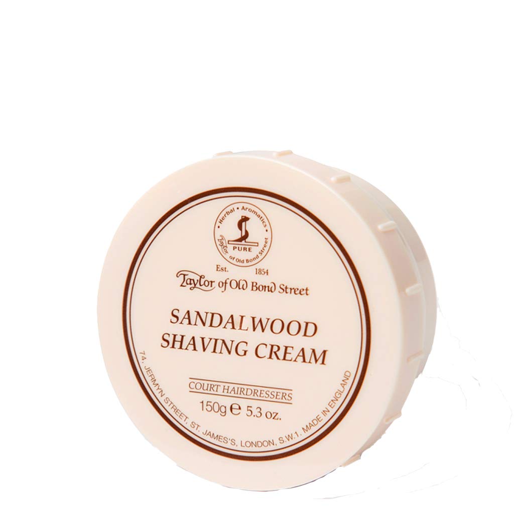 Taylor sandalwood shaving bowl close-up, premium texture for smooth shaving.