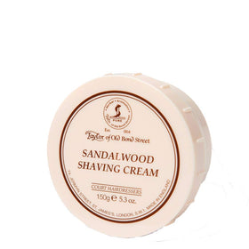 Taylor sandalwood shaving bowl close-up, premium texture for smooth shaving.