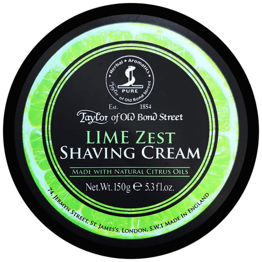 Taylor of Old Bond Street Lime Zest shaving cream bowl delivering a rich protective lather for close shave