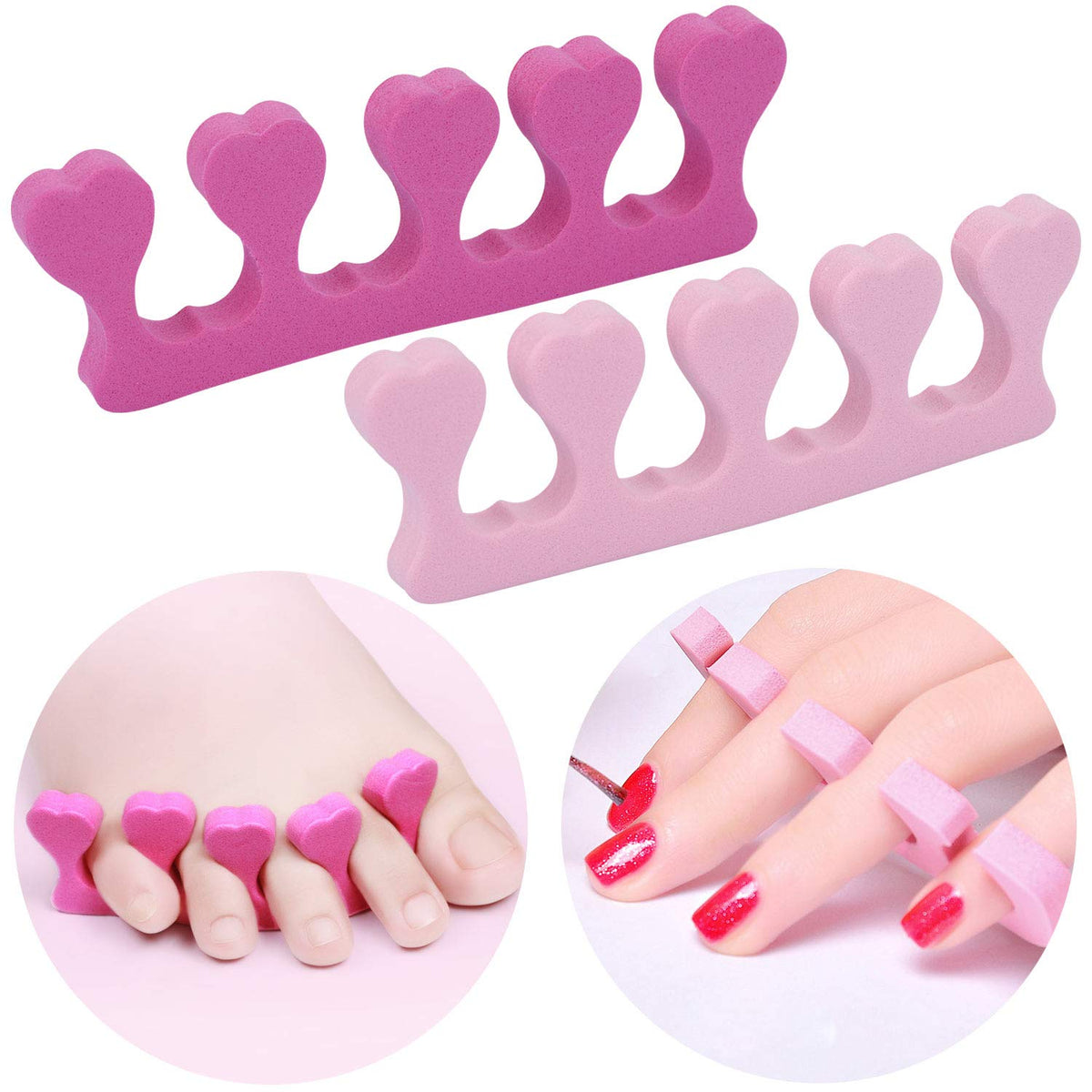 Tbestmax foam slippers paired with toe separators support nail art sessions at home