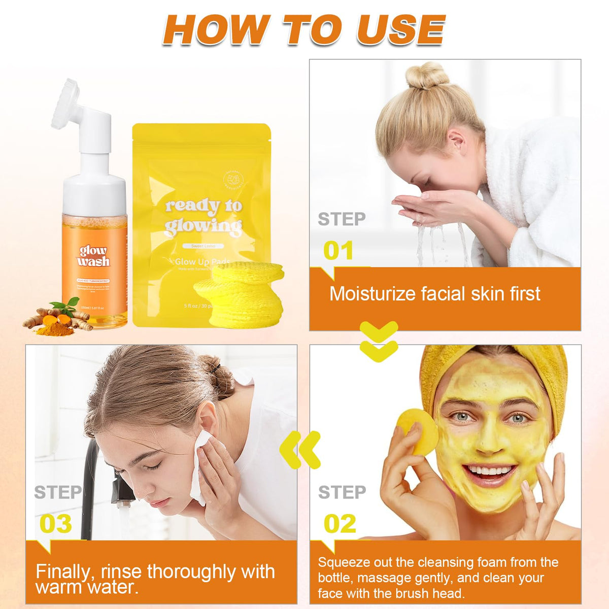 Tbexem turmeric cleansing pads in action provide mild exfoliation for cleaner-looking pores.