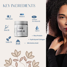 t.botanicals Chebe Leave-In Texture Application showing a light, non-gritty formula