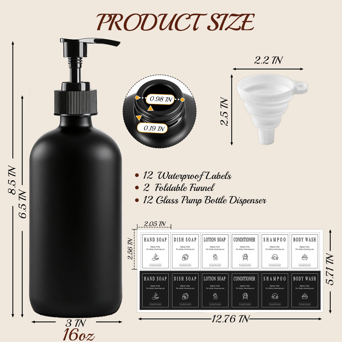 TBWIND waterproof labels included for quick bottle identification.
