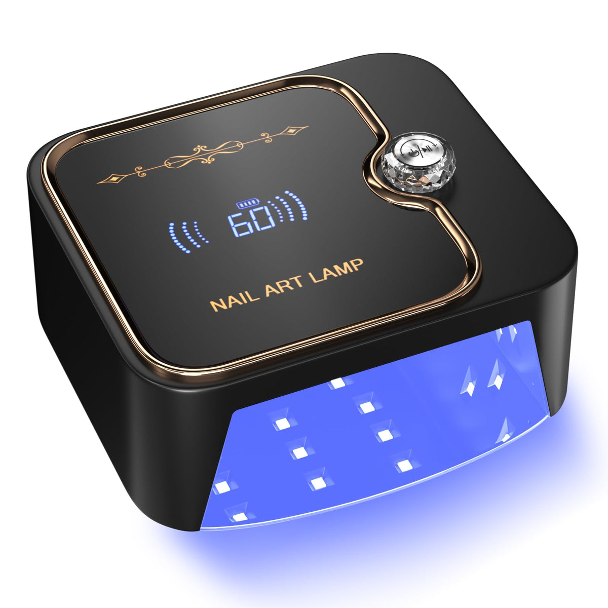 TCHMCITY 388W cordless nail lamp front view shows powerful curing at home.