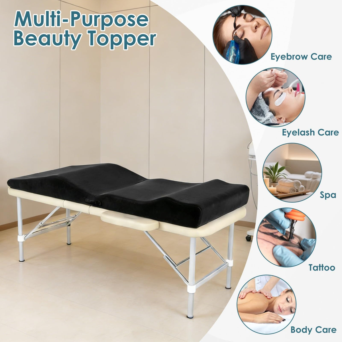 TDKDHoming Lash Bed Topper removable cover simplifies cleaning between sessions