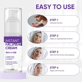 TDZLDM Instant Face Lift Cream with hyaluronic acid providing hydration and subtle lift