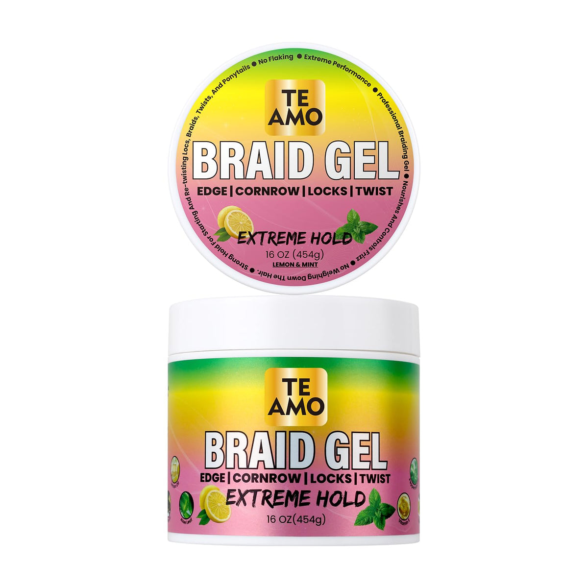 Te Amo Braiding Gel bottle shows extreme hold for durable protective styles