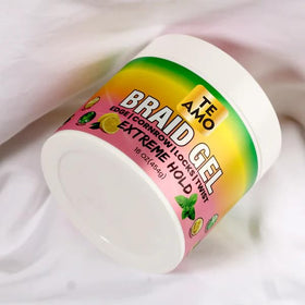 Lemon Mint scent label on Te Amo Braiding Gel bottle